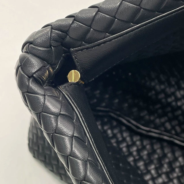 Bottega Veneta XXL Snap Tote Black Intrecciato Leather With Pouch
