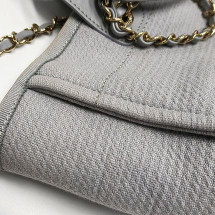Chanel Deauville Tote Medium Grey Denim Top Handle