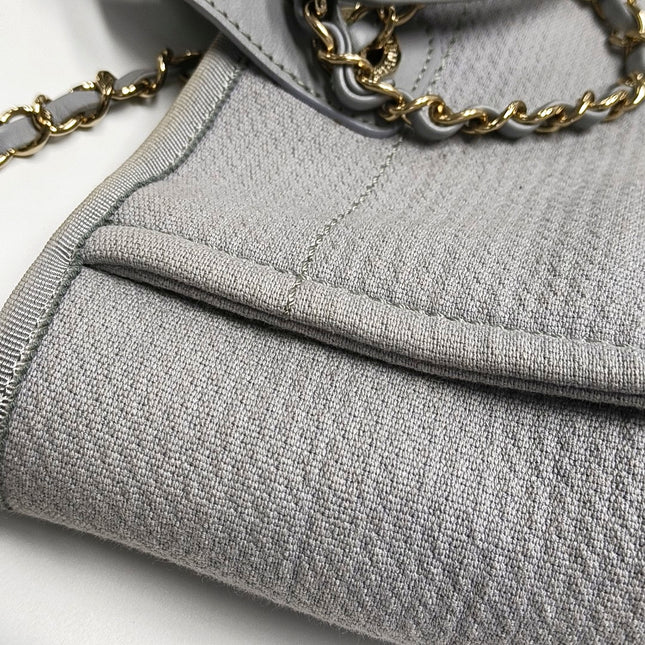 Chanel Deauville Tote Medium Grey Denim Top Handle