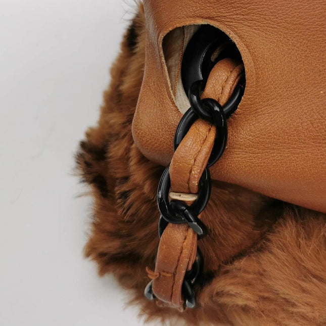 Sold Chanel 2002 Brown Lapan Rabbit Fur Vintage Flap Bag