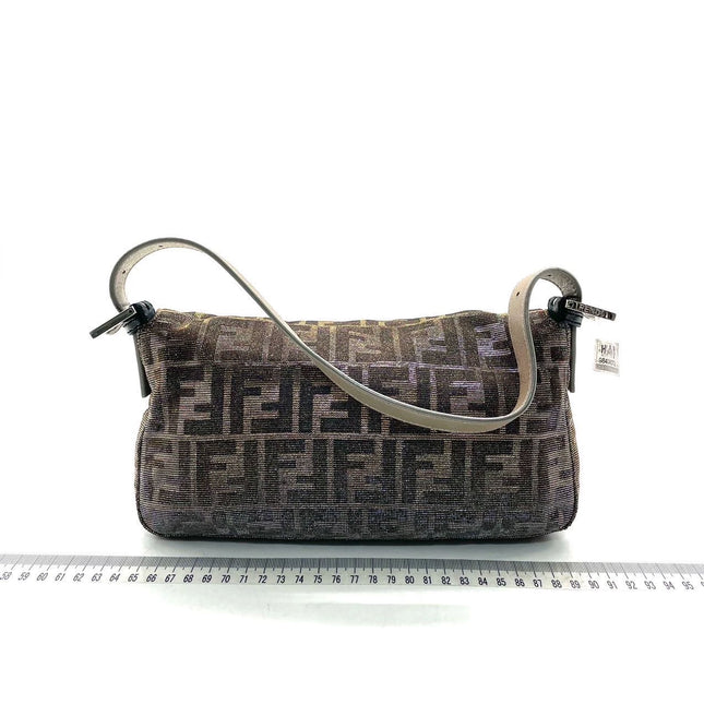 Fendi Baguette Iridescent Brown Zucca Print with Crystal Buckle