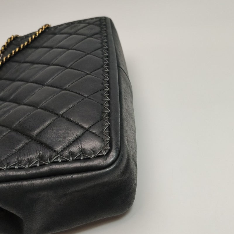 Chanel Classic Flap Medium Happy Stitch Black Aged Calfskin Leather Gold Hardware, 2015-2016