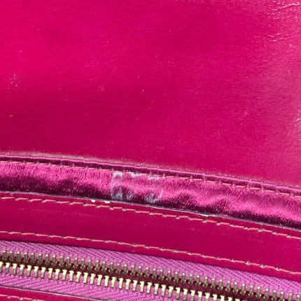 Fendi Baguette Pink Patent Leather Striped Gold Hardware Shoulder Bag