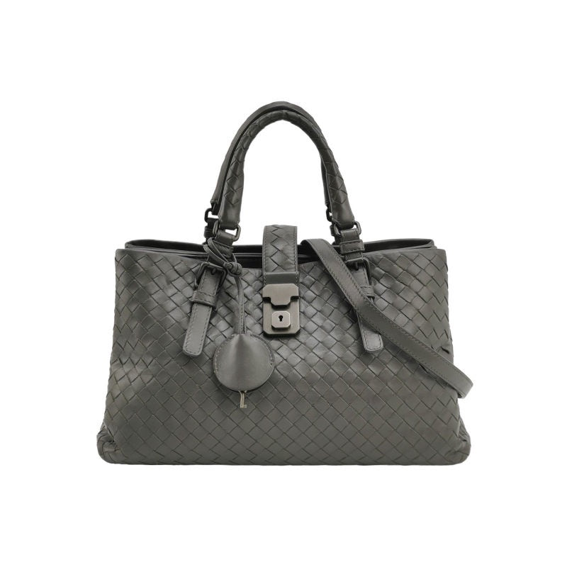 Bottega Veneta Roma Handbag Intrecciato Nappa Leather Grey Small 30cm-Luxbags