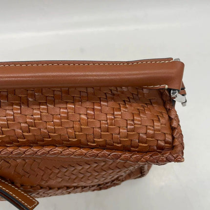 Loewe Puzzle Small Leather Woven Braided Tan Brown Crossbody Bag