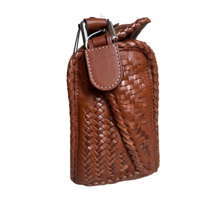 Loewe Puzzle Small Leather Woven Braided Tan Brown Crossbody Bag