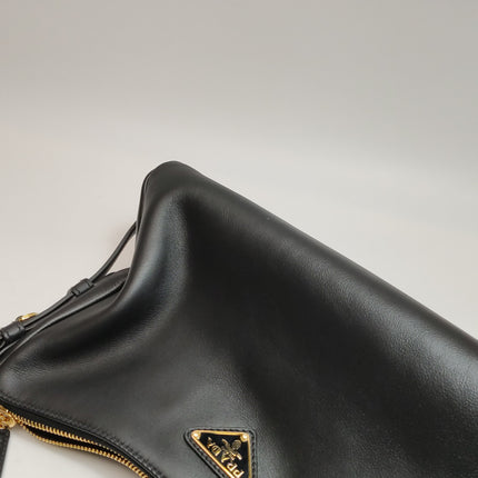Prada Aimée Black Medium Calfskin Leather Shoulder Bag