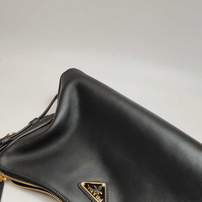 Prada Aimée Black Medium Calfskin Leather Shoulder Bag