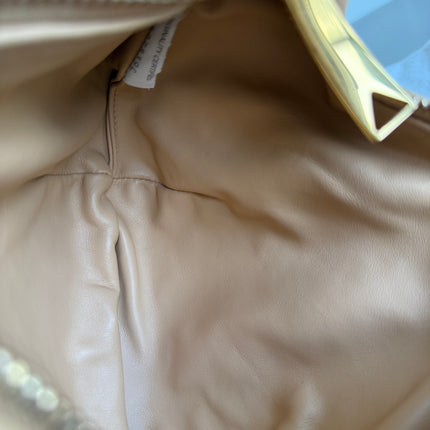 Bottega Veneta Jodie Mini Almond Beige Lambskin Leather Clutch Bag