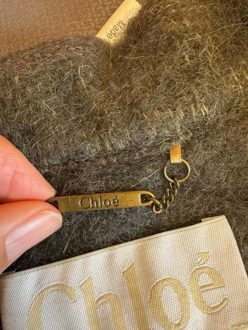 Chloé 2017 Fall/Winter Green Mohair Plaid Coat Oversized Fit Size S