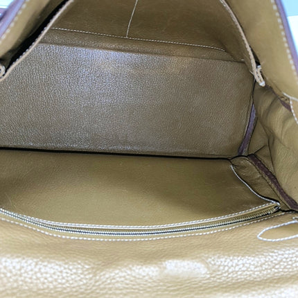 Hermes Kelly 32 Retourne Biscuit Brown Clemence Leather Gold Hardware Double Ring