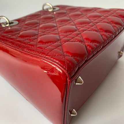 Sold Lady Dior Medium Bag Red Patent Leather