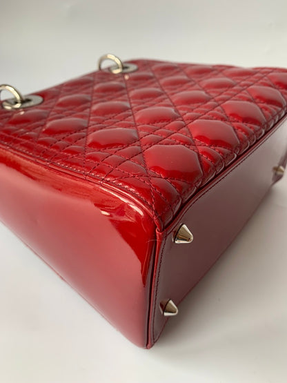 Sold Lady Dior Medium Bag Red Patent Leather