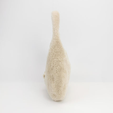 Gucci Jackie 1961 White Fluffy Shearling Bag Small