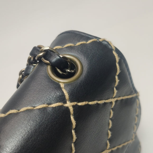 Chanel Wild Stitch Flap Black Leather with Stitching Detail 2000-2002