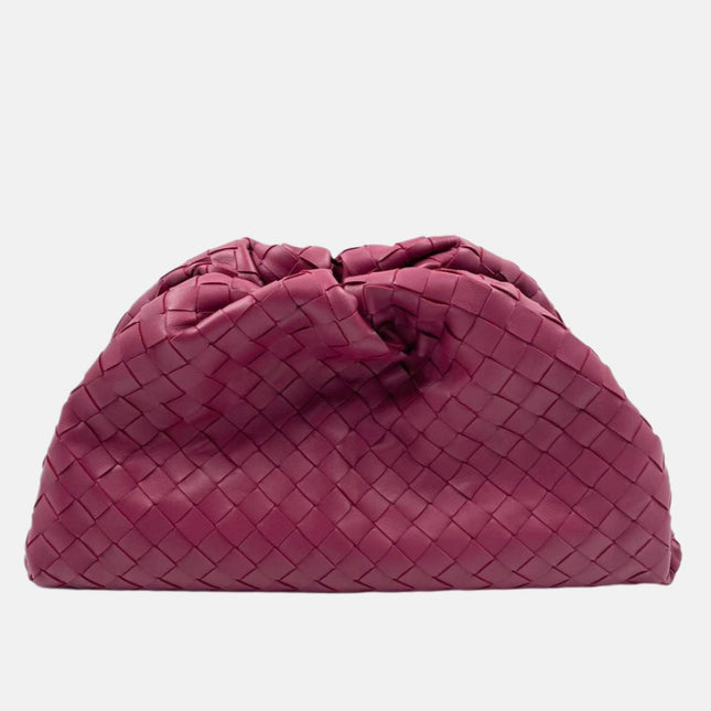 Bottega Veneta Pouch Large Intrecciato Leather Clutch Burgundy-Luxbags