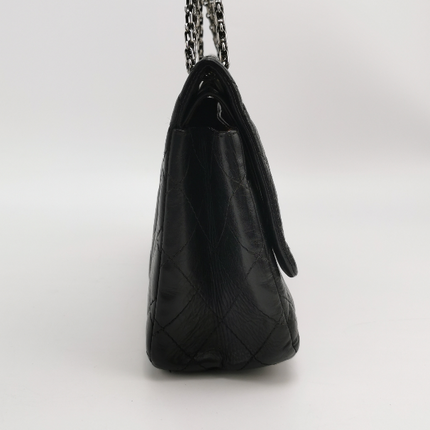 Sold Chanel 2.55 Flap Bag Large Shiny Calfskin Leather Black