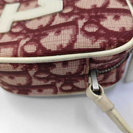 Dior No. 1 Trotter Pochette Clutch Red Oblique Canvas White Patent Leather