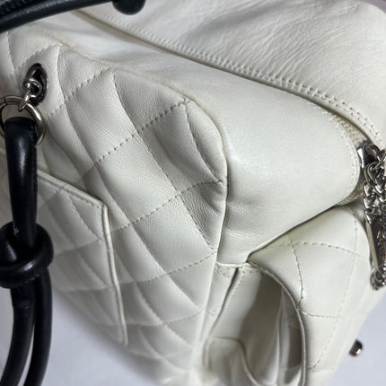 Chanel Cambon Multi-pocket Ligne Reporter Bag Large White Calfskin Leather