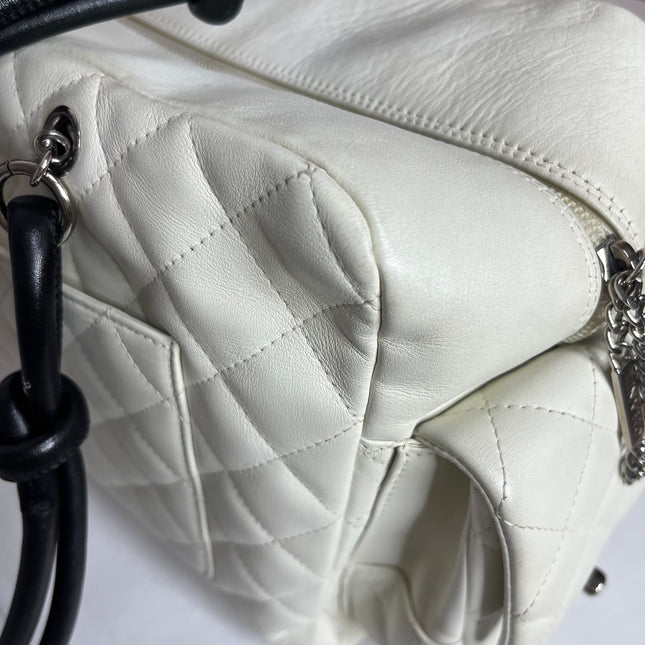 Chanel Cambon Multi-pocket Ligne Reporter Bag Large White Calfskin Leather