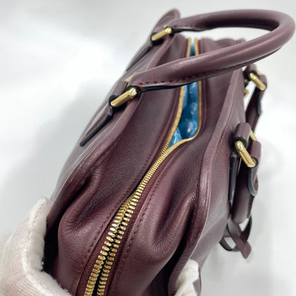 Loewe Amazona 28 in Burgundy Calfskin Leather and Gold-tone Hardware