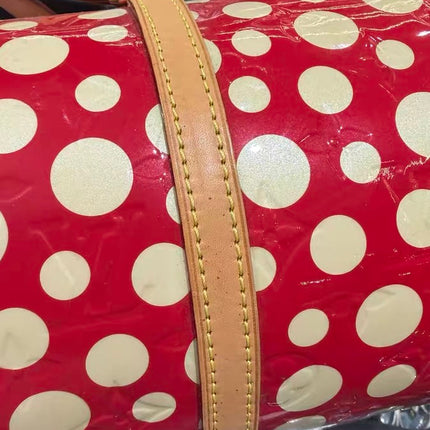 Louis Vuitton x Kusama Papillon 28 Red Polka Dots Patent Leather Handbag