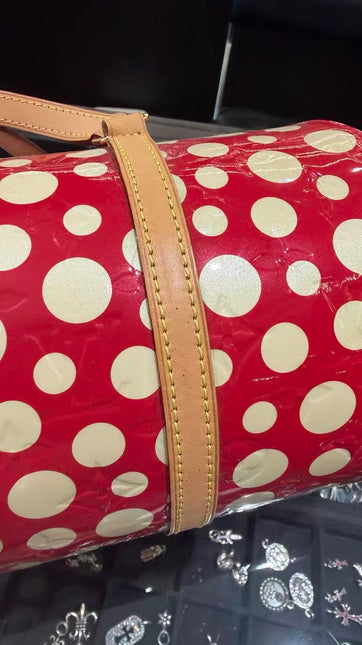 Louis Vuitton x Kusama Papillon 28 Red Polka Dots Patent Leather Handbag