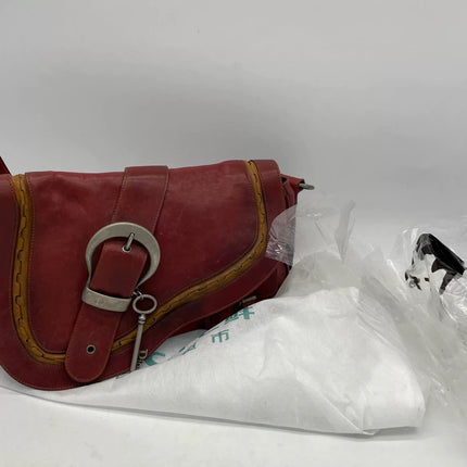 Dior Vintage Gaucho Large Red Leather Crossbody Bag