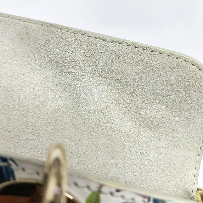 Lady D-Joy Medium Bird and Flower Embroidery Calfskin Leather