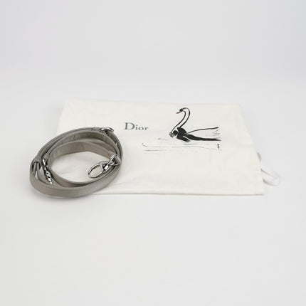 Lady Dior Mini Grey Silk with Crystals Silver Hardware