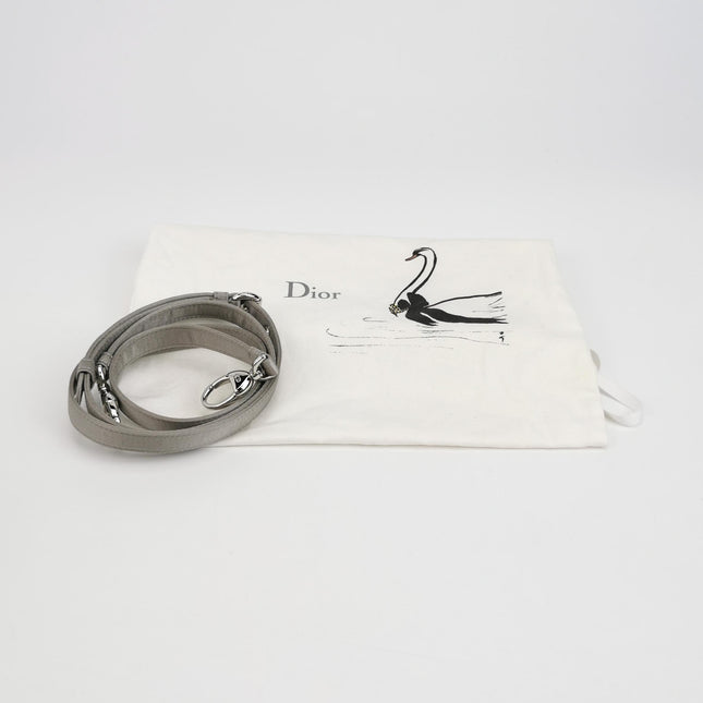 Lady Dior Mini Grey Silk with Crystals Silver Hardware