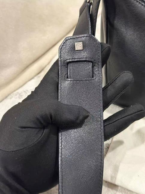 Loewe Puzzle Small Black Smooth Leather White Logo With Metal Feet 2016