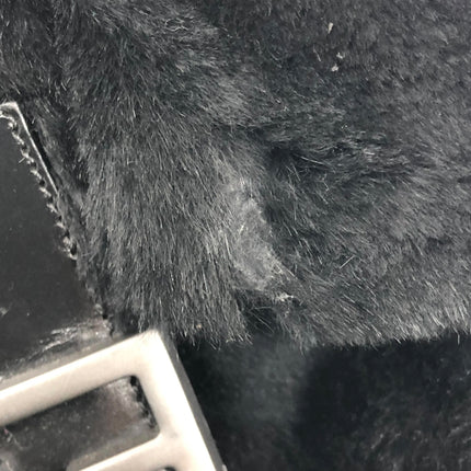 Fendi Mamma Baguette Black Faux Fur Shoulder Bag