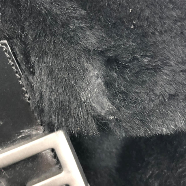 Fendi Mamma Baguette Black Faux Fur Shoulder Bag