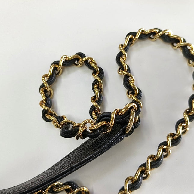 Chanel Captain Gold Small Flap Bag Black Caviar Leather Shoulder Bag