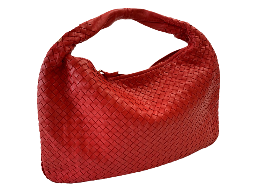Sold Bottega Veneta Intrecciato Hobo Bag in Red leather Large