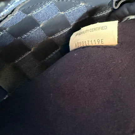 Bottega Veneta Andiamo Medium Navy Leather and Denim Intrecciato Leather Handbag