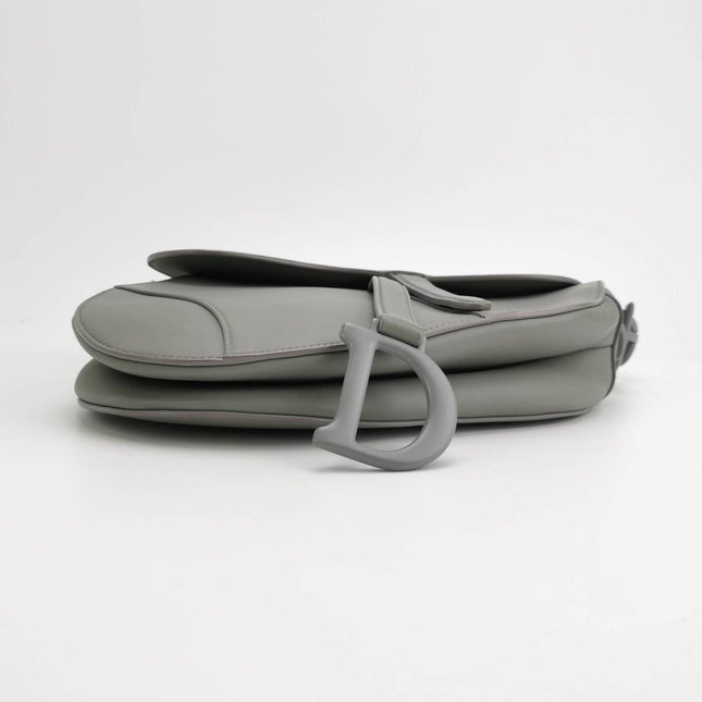 Sold Dior Saddle 2020 Medium Calfskin Leather Matte Monochrome Grey