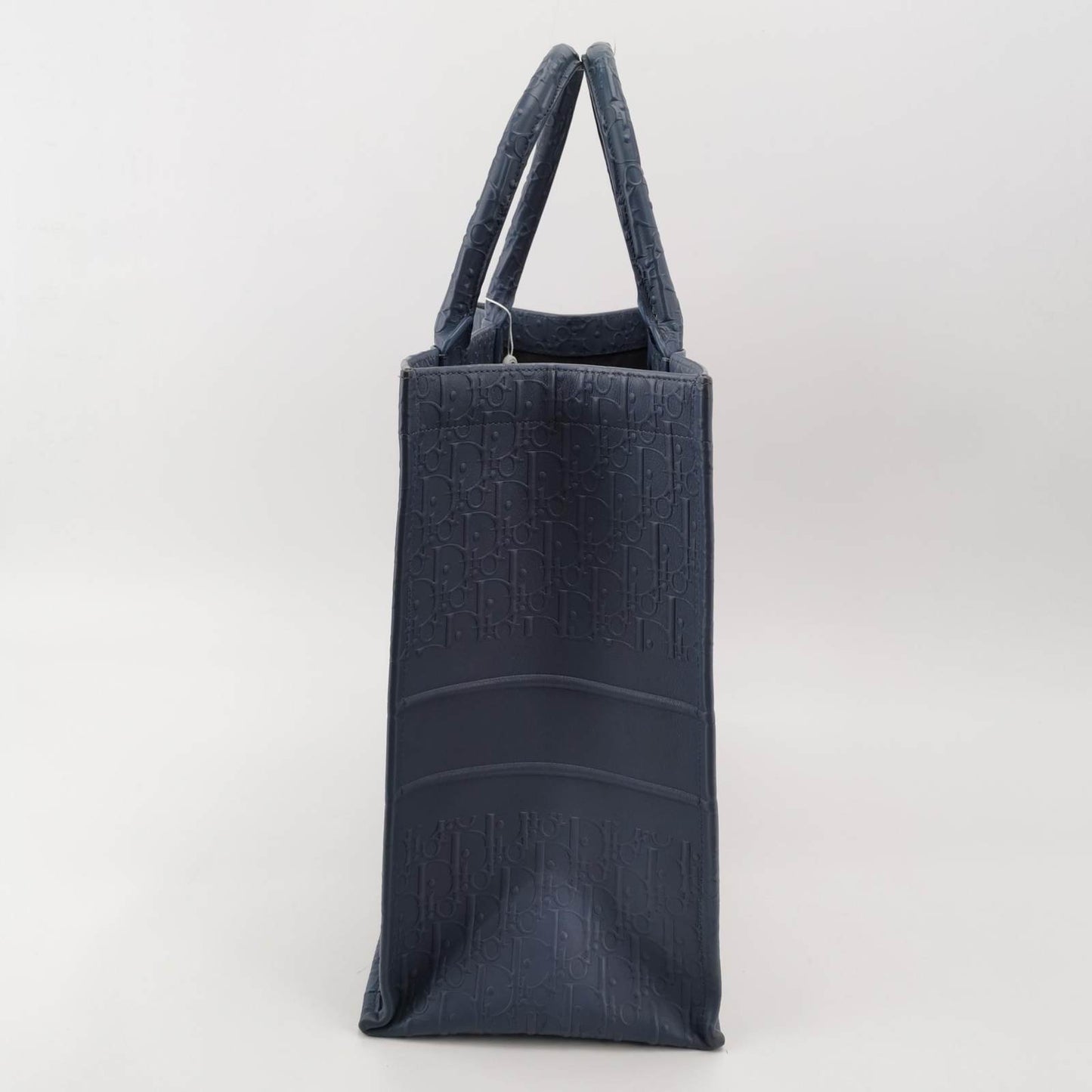 Christian Dior Book Tote Large Blue Calfskin Leather Oblique Embossed Handbag