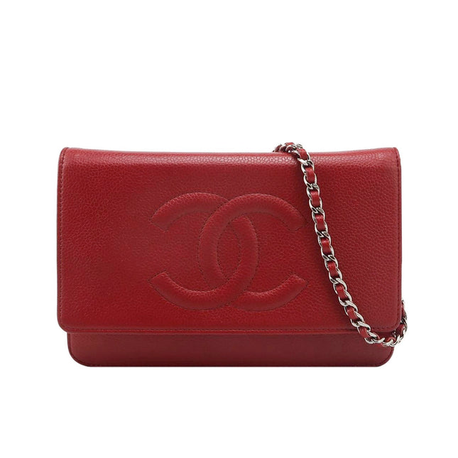 Chanel Wallet on Chain WOC Double CC Red Caviar Leather