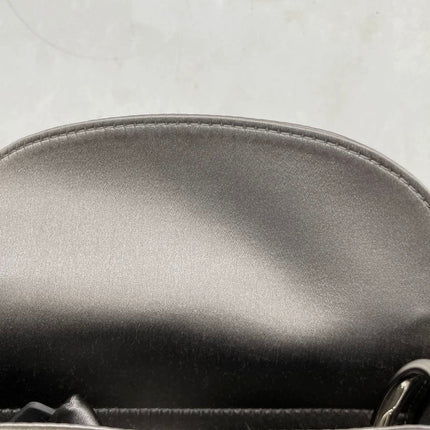 Lady Dior Mini Grey Silk with Crystals Silver Hardware
