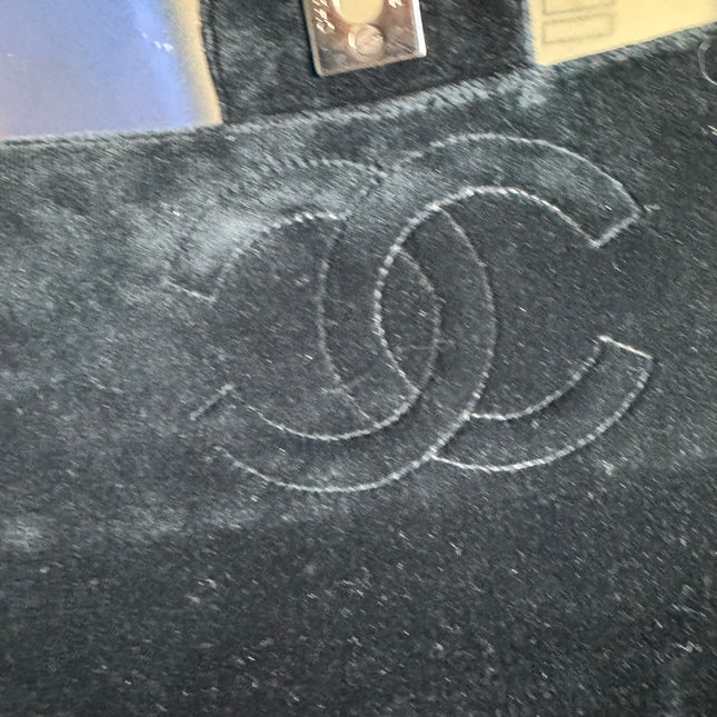 Chanel Black Velvet Shoulder Flap Backpack Vintage Silver HW, 1996