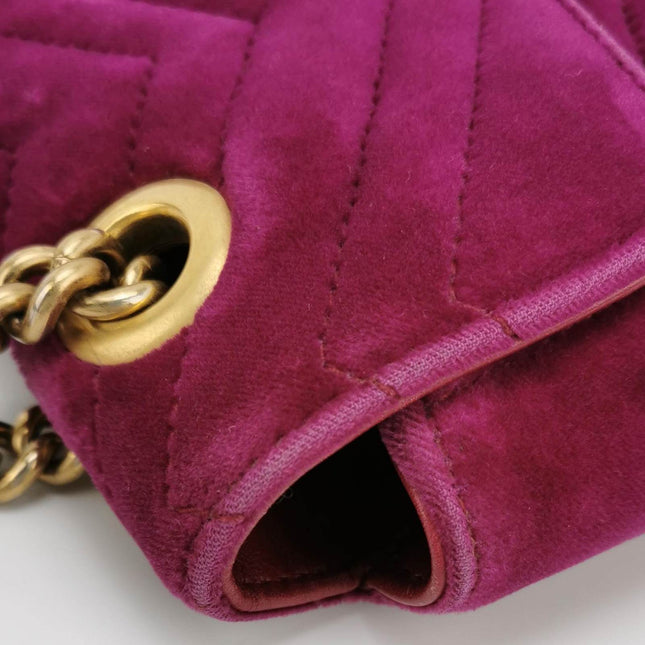 Sold Gucci Marmont Mini Flap Pink Velvet Handbag