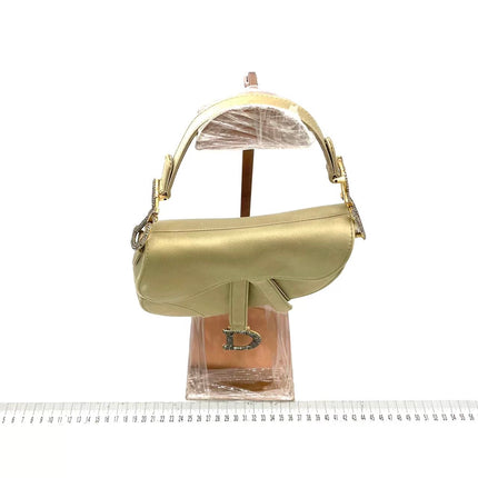 Dior Saddle Mini Silk Handbag Light Gold with crystals