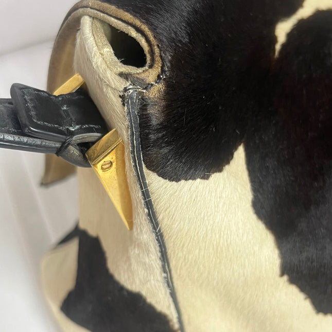 Fendi Mamma Baguette Large Pony hair in Cow Print Black and White