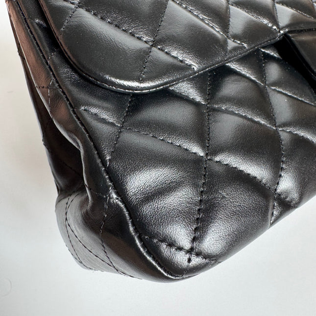 Chanel Classic Flap Jumbo Black Lambskin Leather Single Flap Gold Hardware 2009-2010