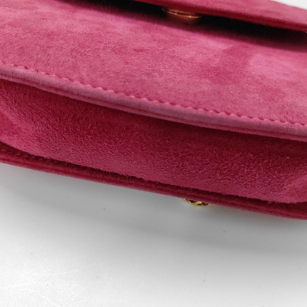 Gucci Bamboo 1947 Night Super Mini Pink Suede Evening Bag with Chain