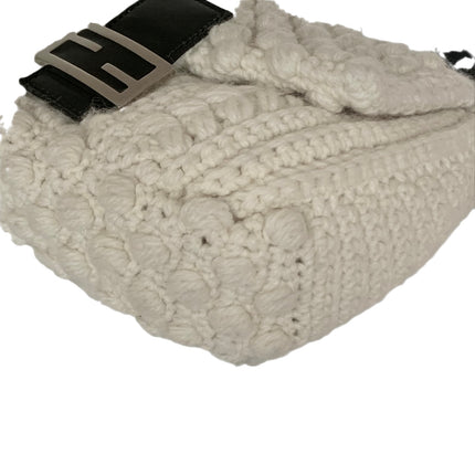 Sold Fendi Mamma Baguette White Wool Pom pom