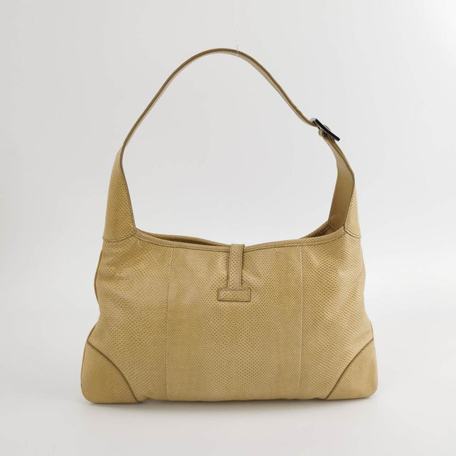 Sold Gucci Jackie Vintage Yellow Gold Exotic Lizard-skin Leather Shoulder Bag