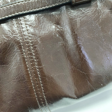 Prada Bonnie Medium Soft Lux Brown Shiny Calfskin Leather Shoulder Bag